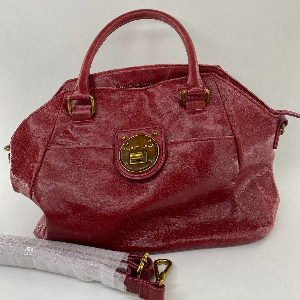 Elliott Lucca Red Leather Satchel Crossbody Bag - Picture 3 of 13